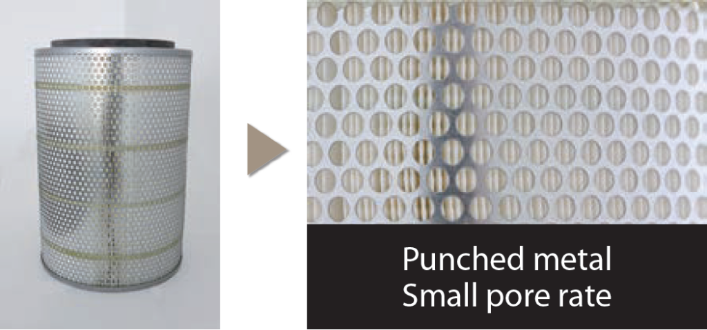 close up of punched metal